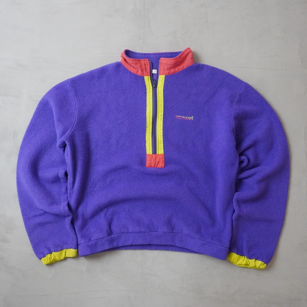 Vintage Tsunami Park City Fleece Pullover Mens Large Purple 1/4 Zip 90s USA